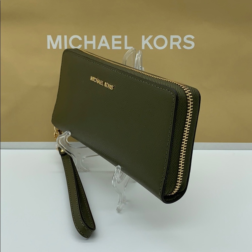 Michael Kors Large Jet Set Travel Continental Wristlet Phone Holder Case Wallet - Picture 2 of 16
